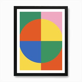 Bauhaus Abstract, Circles, geometric, vintage, 70s, 90s, mid-century, museum, boho, exhibition, contemporary, classic, colorful Pattern Art Print