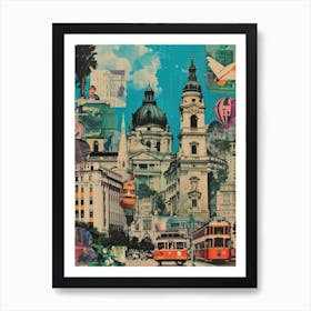 Vienna   Retro Collage Style 3 Art Print