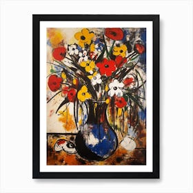 Anemone Still Life Flowers Abstract Expressionism  Art Print