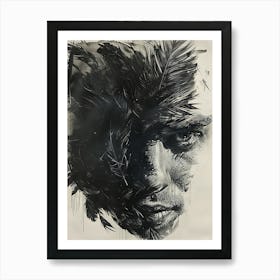 Whimsical Dark Feathers Man 2 Art Print