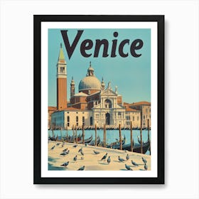 Aihrgdesign A Classic 1960s Travel Poster For Venice 2 Art Print