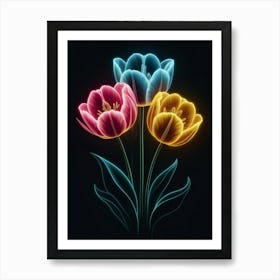 Neon Tulips 1 Art Print