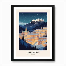 Winter Night  Travel Poster Salzburg Austria 3 Affiche