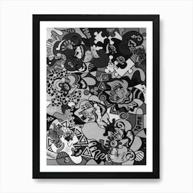 Abstract Figurative / Love & Sex / Black & White / 60x80cm Art Print