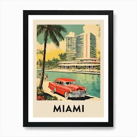 Miami Retro Travel Poster 1 Art Print