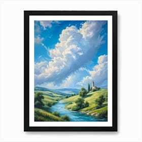 Cumulus Clouds Billowing Gentle Giants Against A Backdrop Of Vivid Azure Sky Tower Over A Varied (6) Art Print