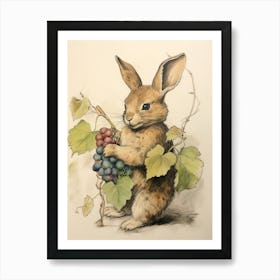 Storybook Animal Watercolour Rabbit 7 Art Print