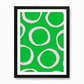 Green And Pink Circles 2 Art Print