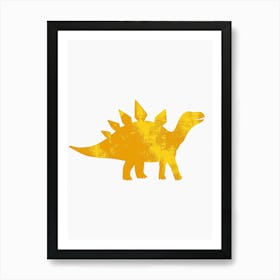 Mustard Stegosaurus Silhouette 2 Art Print