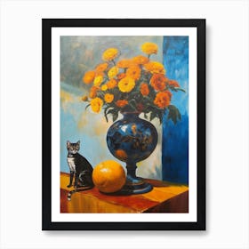 Marigold With A Cat With A Cat 4 Dali Surrealism Style Art Print