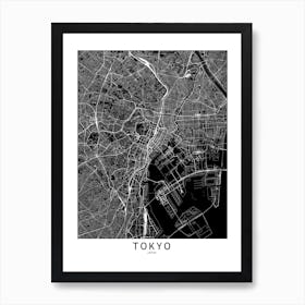 Tokyo Black And White Map Art Print