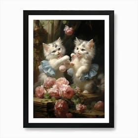 Two Kittens Rococo Style 2 Art Print