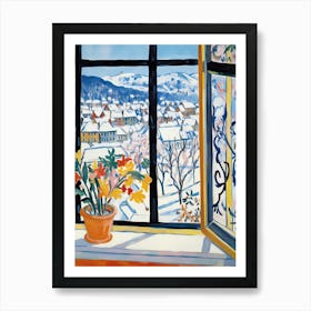 The Windowsill Of Lucerne   Switzerland Snow Inspired By Matisse 4 Art Print