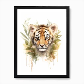 Watercolour Jungle Animal Sumatran Tiger 4 Art Print