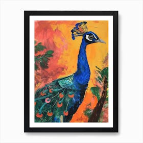 Colourful Brushstroke Peacock 8 Art Print