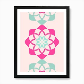 Pink And Turquoise Floral Pattern Art Print