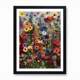 Wild Flowers Knitted In Crochet 4 Art Print