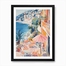 Cinque Terre   Italy Beach Club Lido Watercolour 4 Art Print