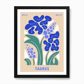 Taurus Print Zodiac Poster Astrology Wall Decor Flower Market Botanical Art Print