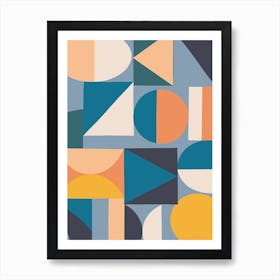 Bold Blocks Collage Blue Art Print