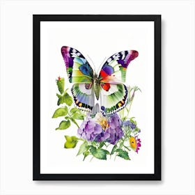 Butterfly In Garden Decoupage 1 Art Print