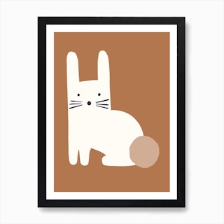 Scandi Rabbit Rust Art Print