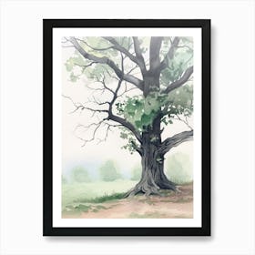 Ebony Tree Atmospheric Watercolour Painting 2 Art Print