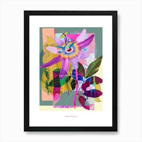 Passionflower 2 Neon Flower Collage Poster Art Print