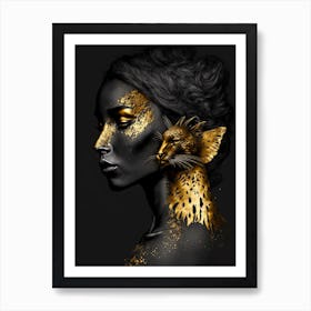 Gold And Black Woman Art Print