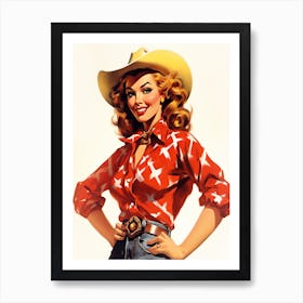 Retro American Cowgirl 4 Art Print