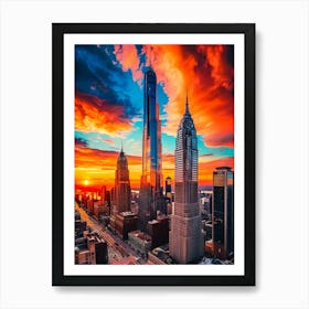 Sunset In New York City 3 Art Print