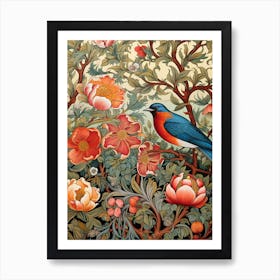 Bird In A Flower Garden Art Print