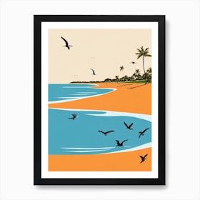 Crane Beach Barbados Midcentury Art Print