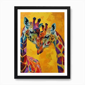 Pair Of Giraffe Colourful 4 Art Print