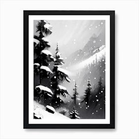 Snowflakes In The Mountains,Snowflakes Black & White 1 Art Print