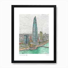 Ho Chi Minh City Vietnam Drawing Pencil Style 2 Travel Poster Art Print