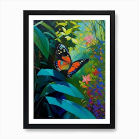 Butterfly In Botanical Gardens Oil Painting 1 Art Print