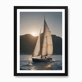 Sailboat Sailing At Sunset Affiche