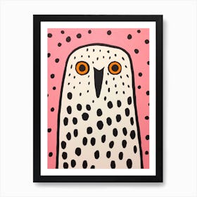 Pink Polka Dot Snowy Owl 3 Art Print