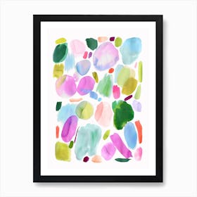 Watercolour Abstract Palette Acid Pink Green Art Print