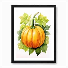 Long Island Cheese Pumpkin Watercolour Illustration 1 Art Print