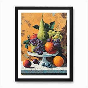 Fruit On A Marble Stand Art Print