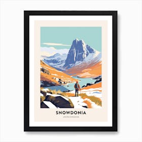Vintage Winter Travel Poster Snowdonia National Park United Kingdom 4 Art Print