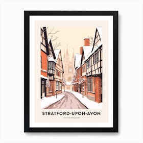 Vintage Winter Travel Poster Stratford Upon Avon United Kingdom 1 Art Print