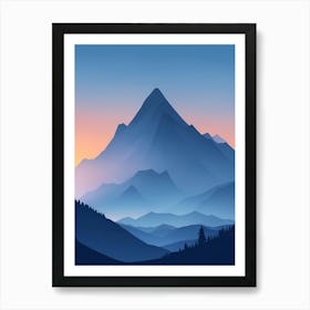 Misty Mountains Vertical Composition In Blue Tone 76 Art Print