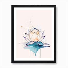 Lotus Flower, Buddhist Symbol Minimal Watercolour 1 Art Print