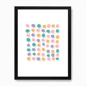 Abstract Pink and Orange Rectangle Paint Dots Art Print