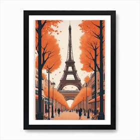 Paris City Eiffel Tower With Fall Colors Art Print
