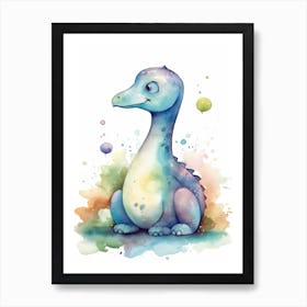 Apatosaurus Cute Dinosaur Watercolour 2 Art Print
