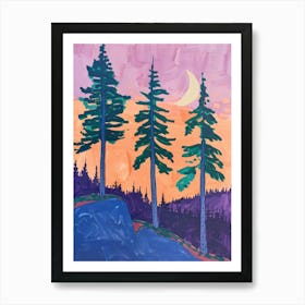 Pine Trees At Sunset Art Print